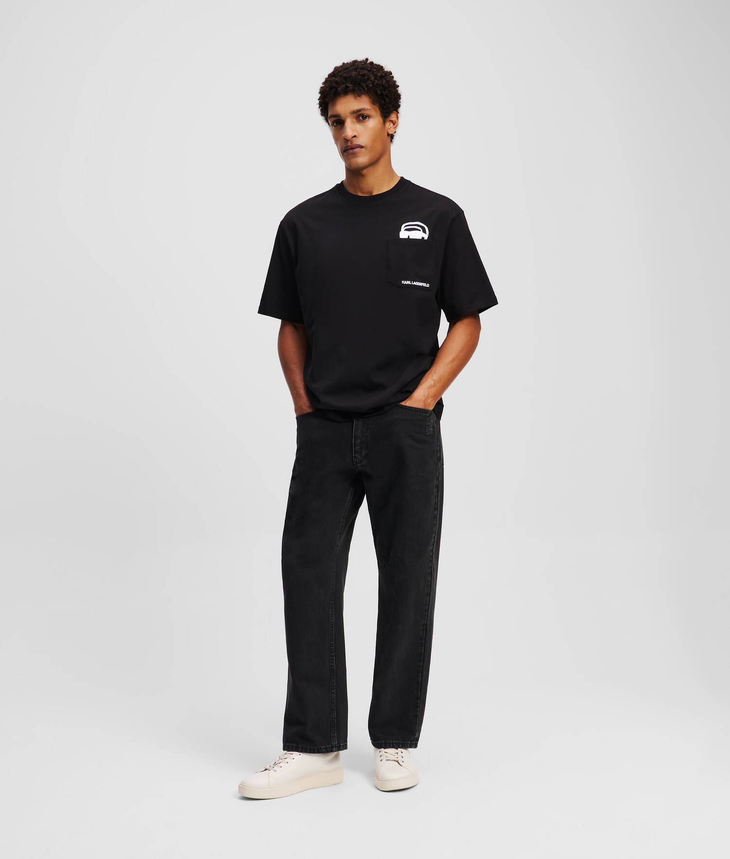 T-SHIRT À POCHE AVEC MOTIF PARTIELLEMENT CACHÉ IKON - Noir