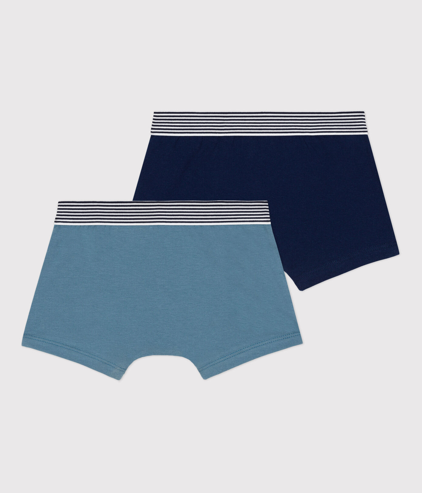 Lot de 2 boxers unis petit garçon en coton et élasthanne