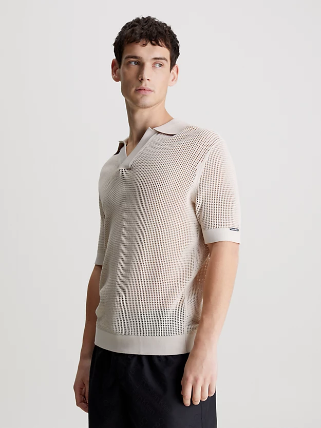 Camisa polo de praia de malha aberta