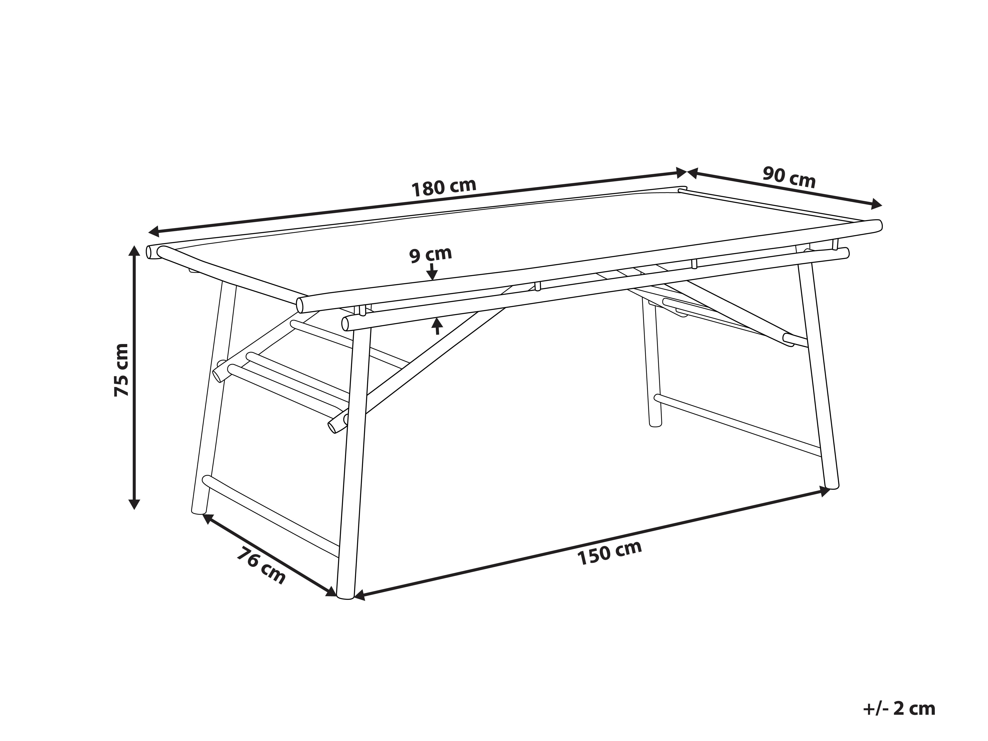 Tuin eettafel TINDARI 180 cm 90 cm Bamboehout Lichtbruin