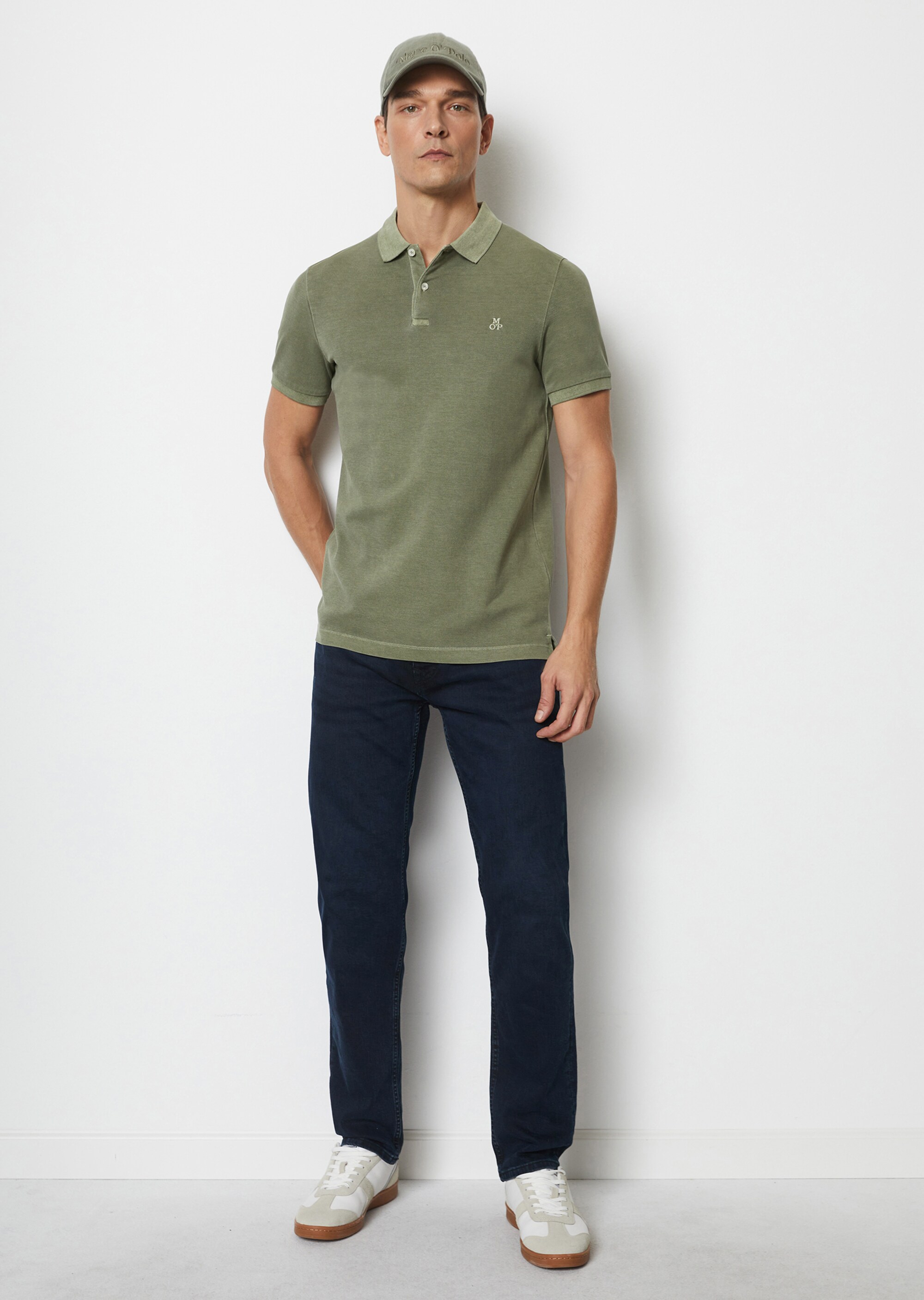 Kurzarm-Poloshirt Piqué shaped aus Organic Cotton-Stretch