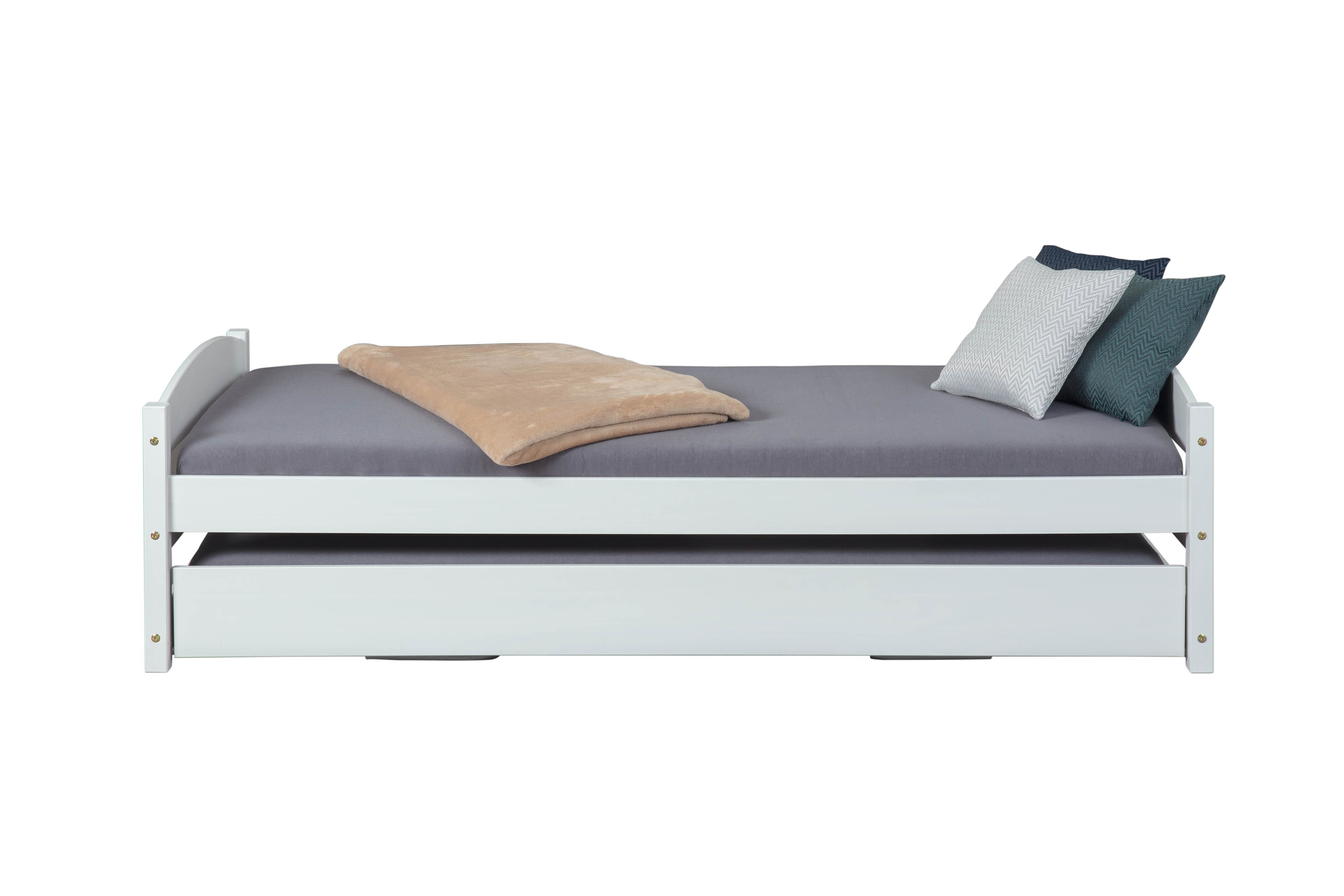 Inter Link Kinderbett Vindas 90x200 cm inkl. Ausziehbett und Lattenrost - Weiss