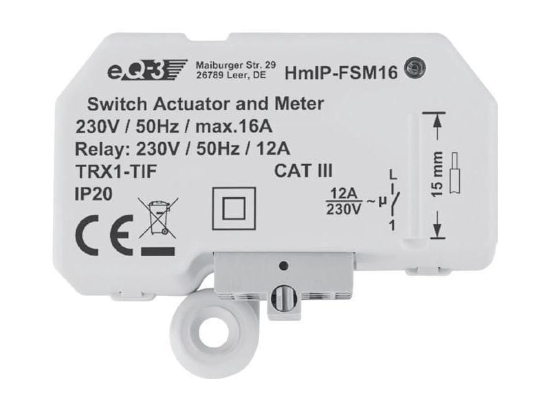 Homematic IP Smart Home Funk-Schalt-Mess-Aktor 16 A Unterpu 16-Ampère-Schalt-/Messaktor für die Unterputzmontage – HmIP-FSM16