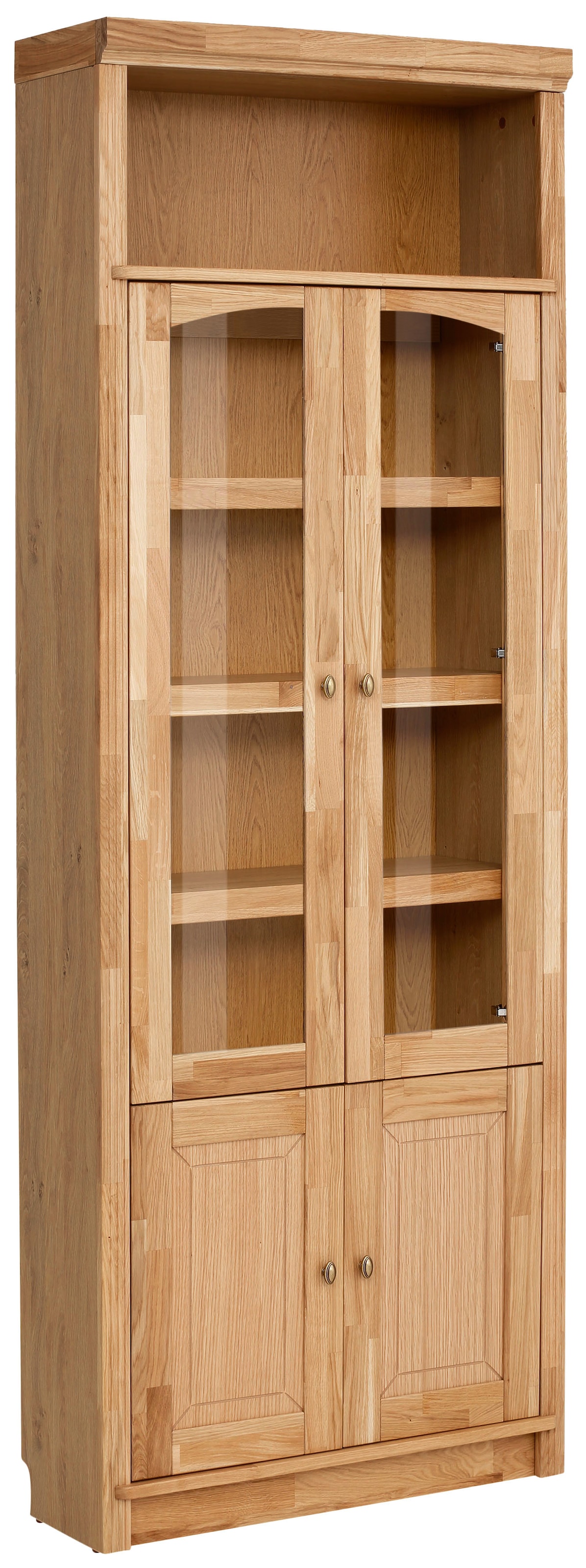 Home affaire Bücherregal »Soeren Vitrine mit 2 Glastüren, Breite/Tiefe: 80/220 cm« Kiefer massiv, Tiefe 29 cm, 2 Holz- und 2 Türen mit Klarglas- Einsatz