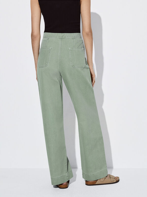 Calça jeans reta - Verde