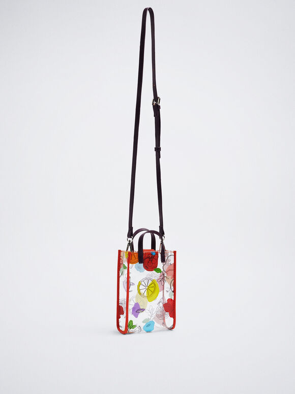 Bolsa transparente estampada para celular - Coral
