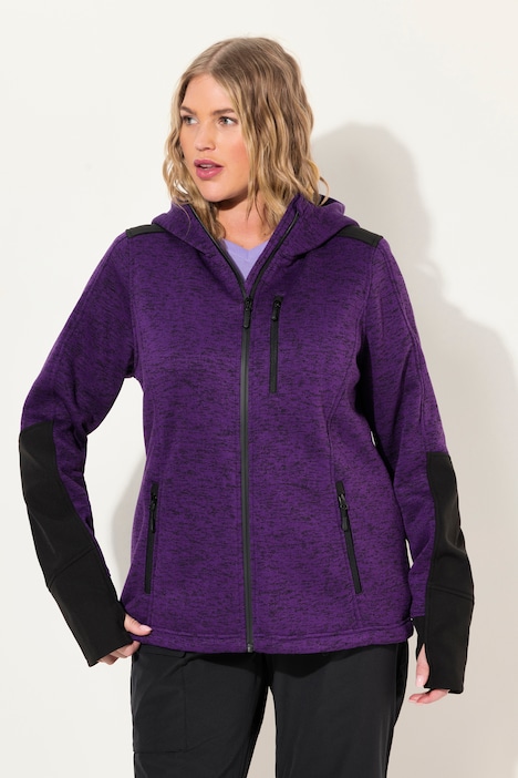 Fleecejacke, Reflektordruck, Kapuze, Daumenloch