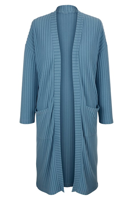Bademantel, oversized, offene Form, Strukturjersey, Langarm