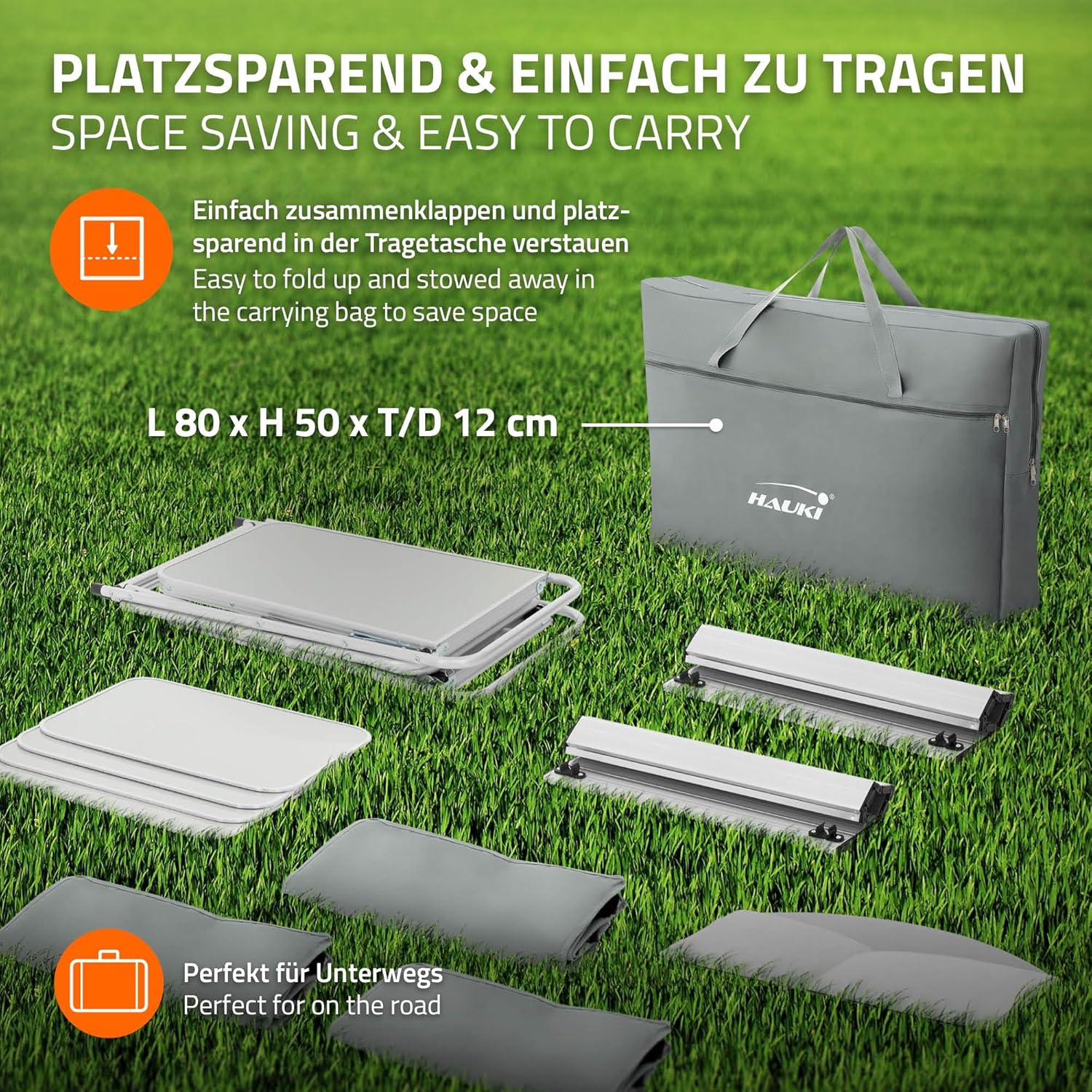 Hauki Camping Küche Campingschrank faltbar mit Tragetasche, Reiseküche mit Windschutz, Küchenschrank mit Arbeitsplatte, Staufächern, Alu Outdoorküche Faltschrank Küchenbox klappbar Zeltschrank tragbar