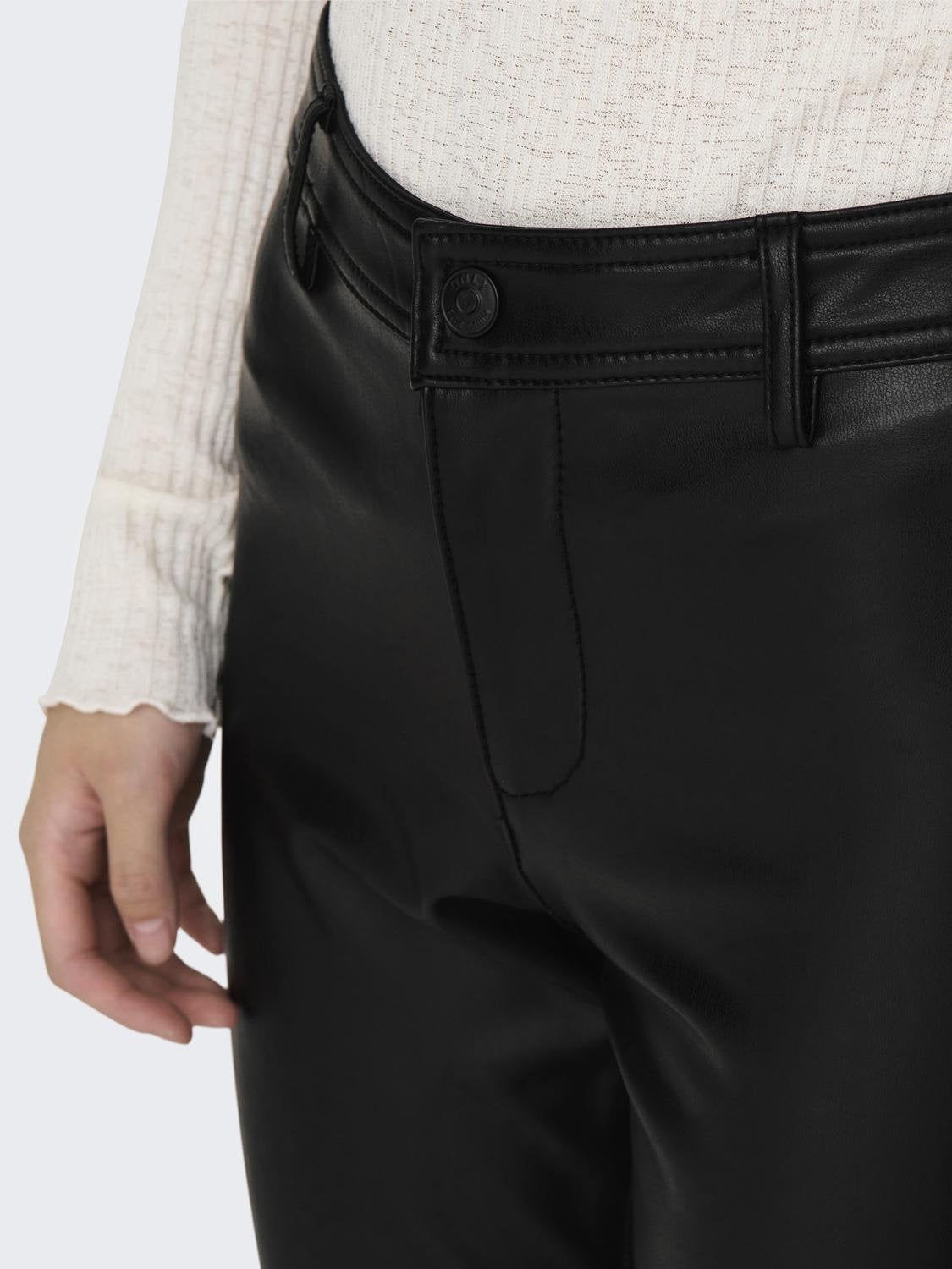 ONLLENA-STAR Mittlere Taille Skinny Fit Hose in Lederoptik Black