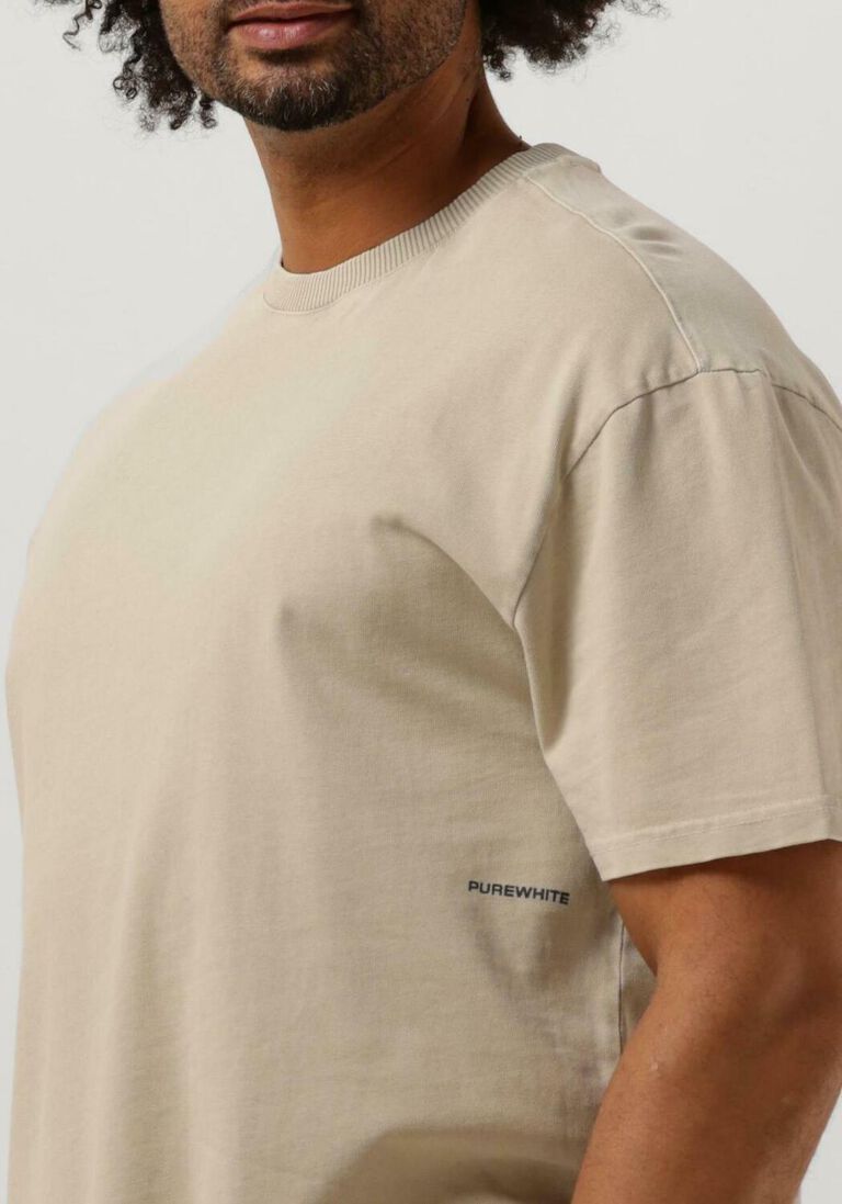 PUREWHITE zand purewhite t-shirt tshirt with small front logo at side and big back print