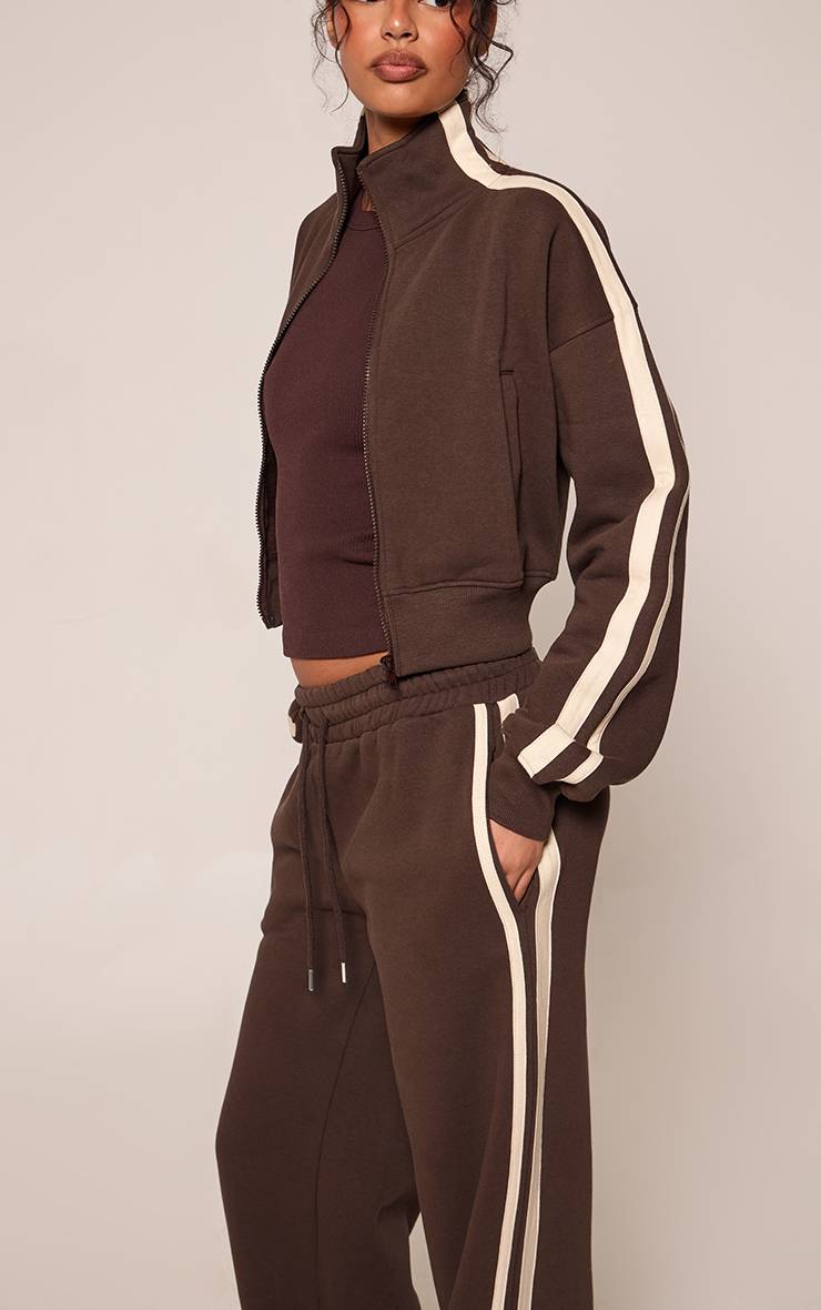 Chocolat Jogging Droit À Bandes Latérales