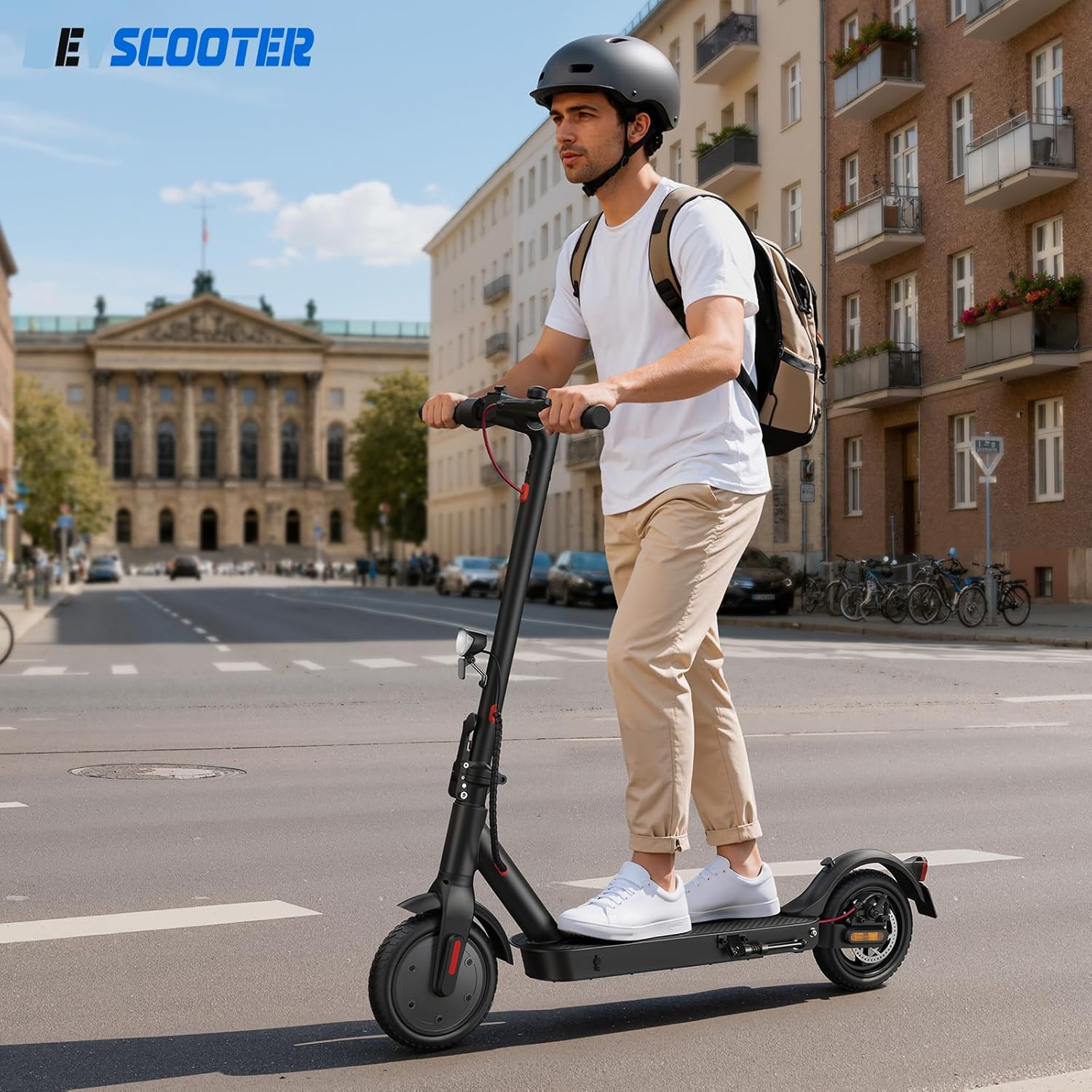 E Scooter mit Straßenzulassung, 10/8.5 Zoll Elektroroller 500W Peak, Max 40/30km Reichweite, Doppelbremse&Stoßdämpfung, APP-Verbindung, 3s Klappbar LED-Licht & Reflektoren E Roller für Erwachsene
