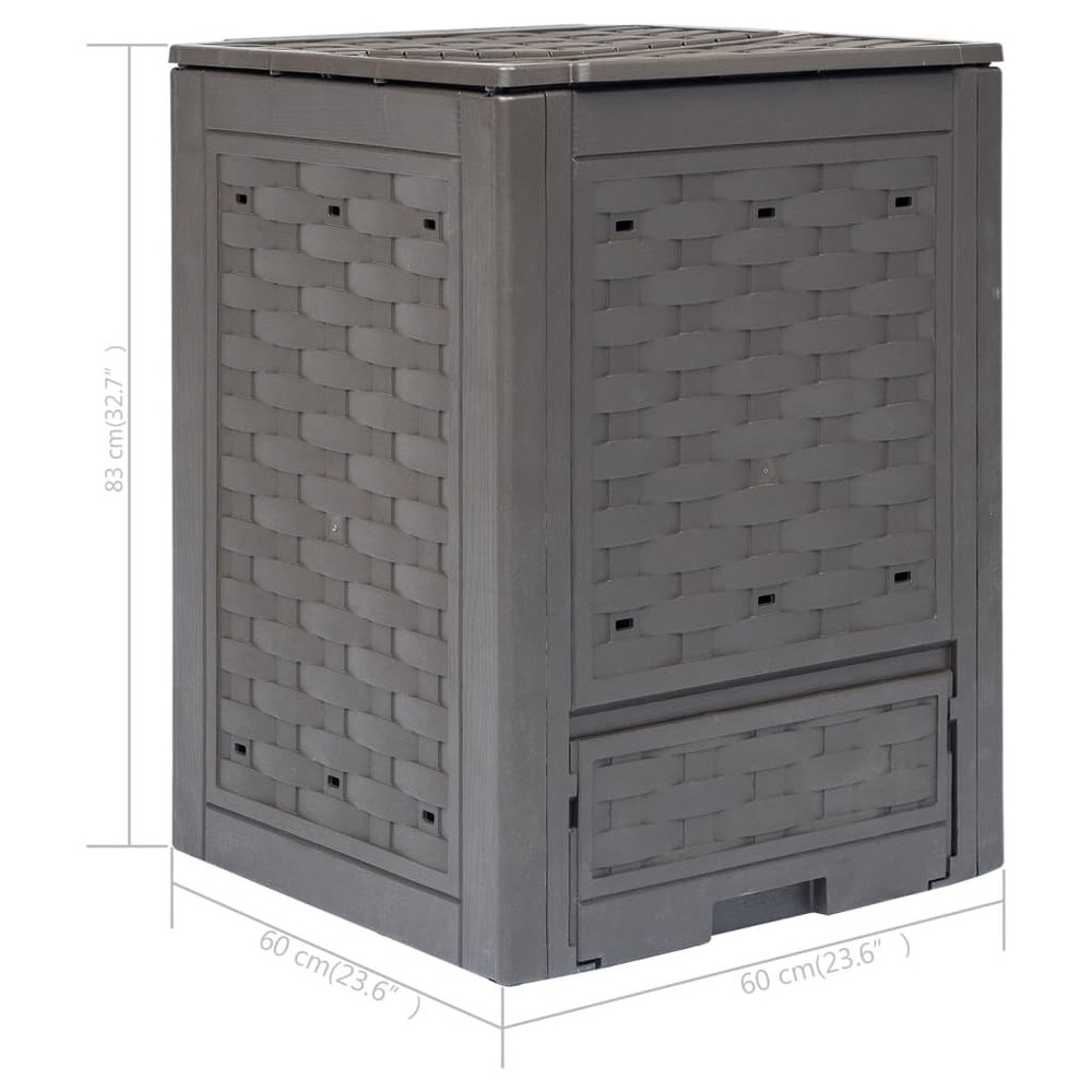 Composteur de jardin marron 60x60x83 cm 300 l plastique rotin