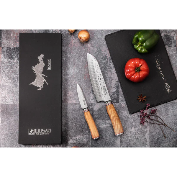 2 couteaux de cuisine Wusaki Damas VG10 en coffret élégant noir Wusaki