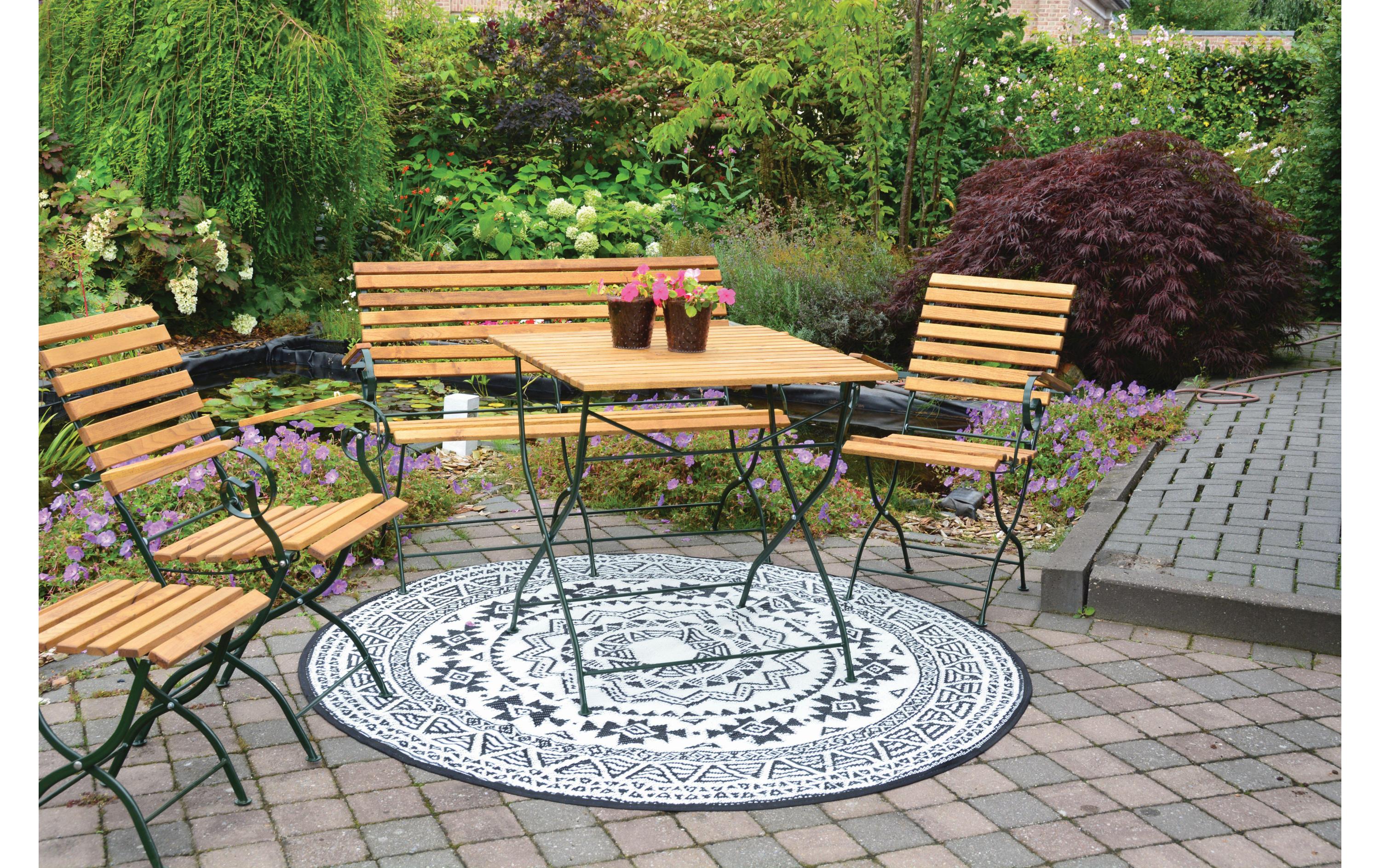 Teppich India Ø 180 cm x Schwarz/WeissDesign-Outdoor-Teppich, rund