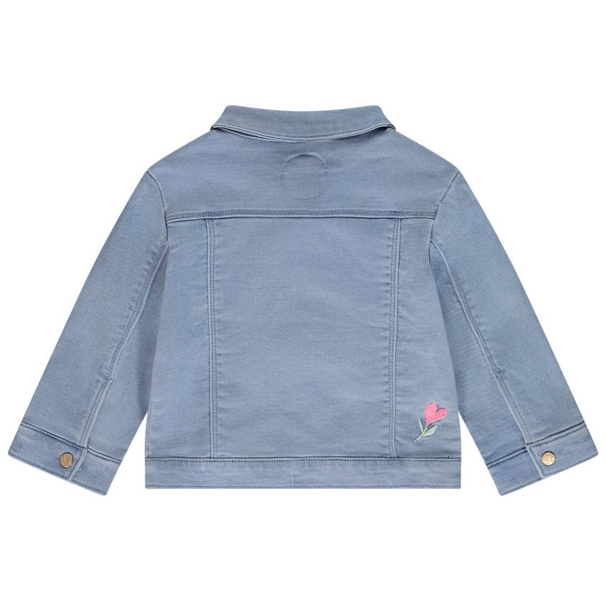 Veste effet jean avec broderies pour bébé fille - Bleu