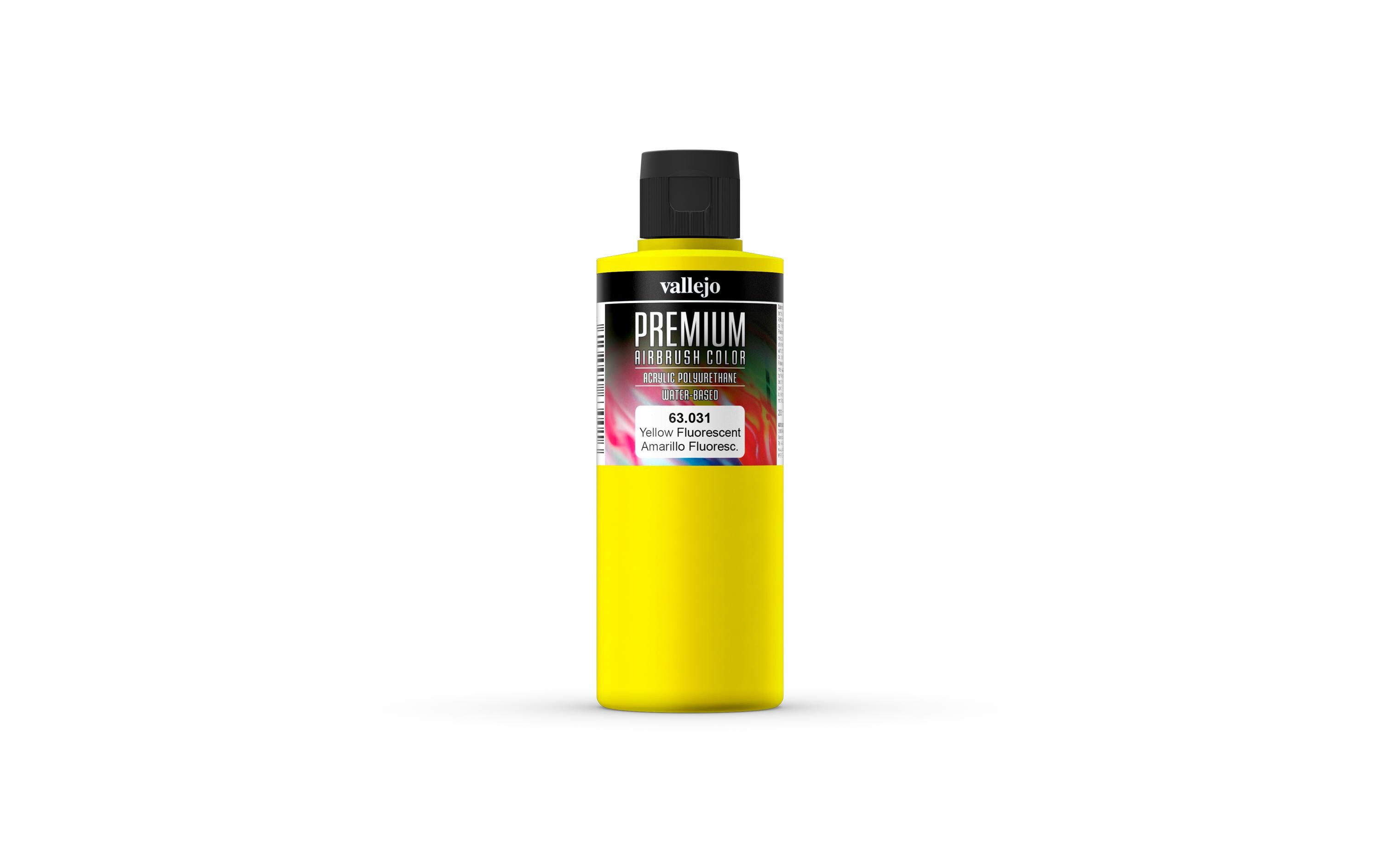 Airbrushfarbe Premium, Fluoreszierend, Gelb, 200 mlPremium Airbrush Farbe zum Lackieren von Lexan, Polycarbonat, Glasfaser, Metall und Polyethylene