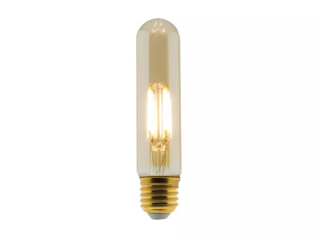 Ampoule déco filament LED ambrée 4W E27 400lm 2500K - Tube - Elexity