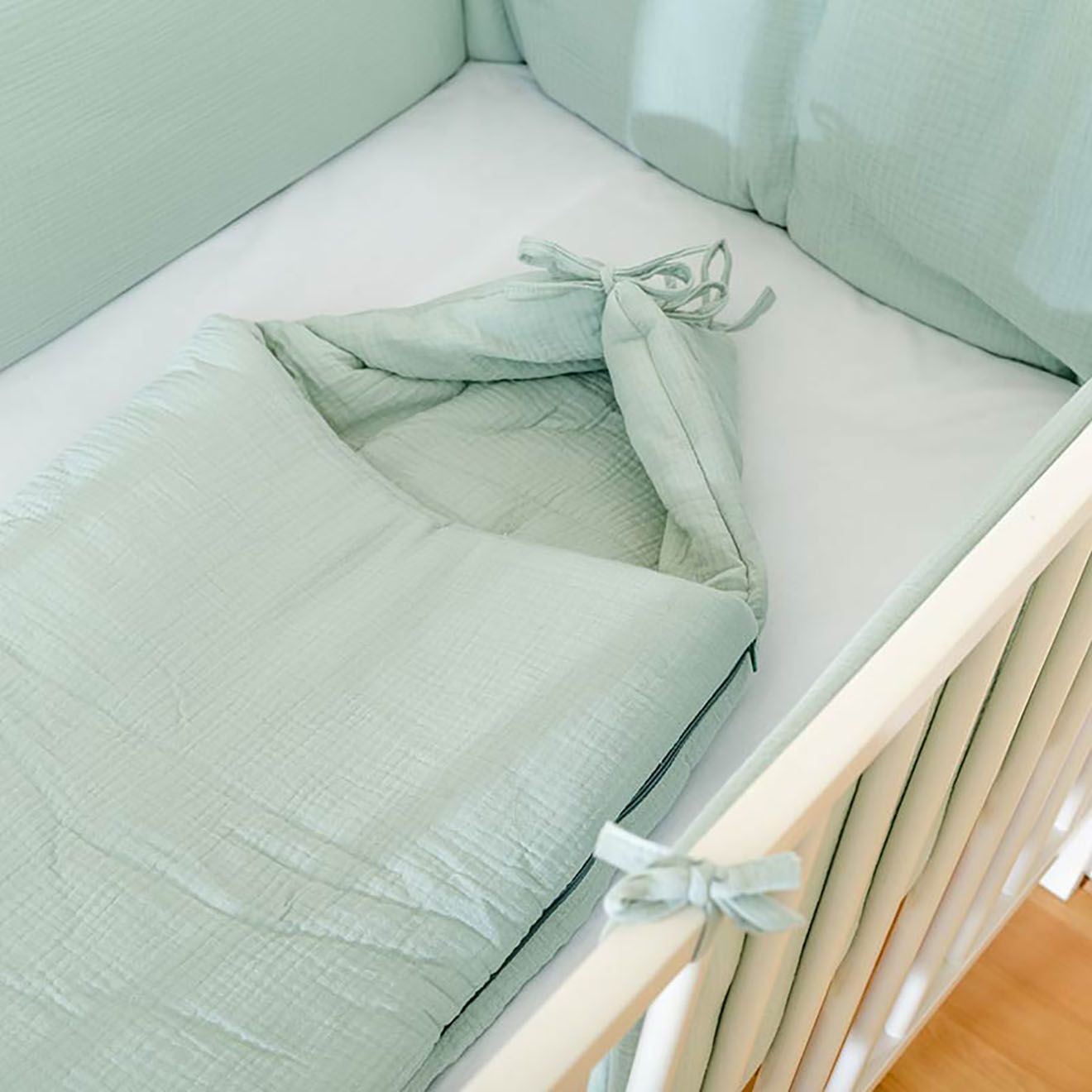 Papate Nid d'Ange en Coton Bio vert - 75x75 cm