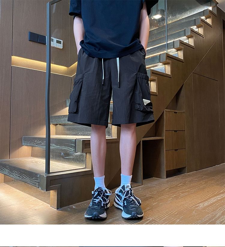 Giuliana - Effen cargoshorts met trekkoordtaille