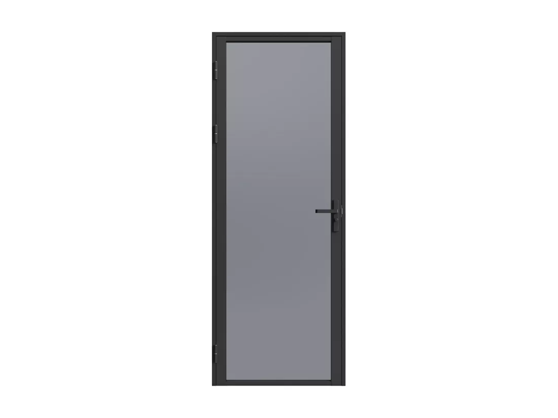 Bloc porte réversible en aluminium et verre trempé fumé - H204 x L93 cm - Noir - LOXTON