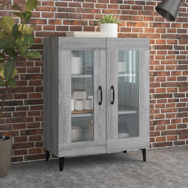 vidaXL - Dressoir - Grijs - Bewerkt Hout - 2 Deuren