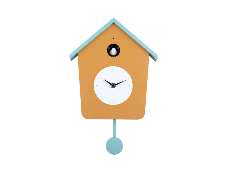 Wall Clock Cuckoo Light KA6044YE Ochre yellow & misty blue