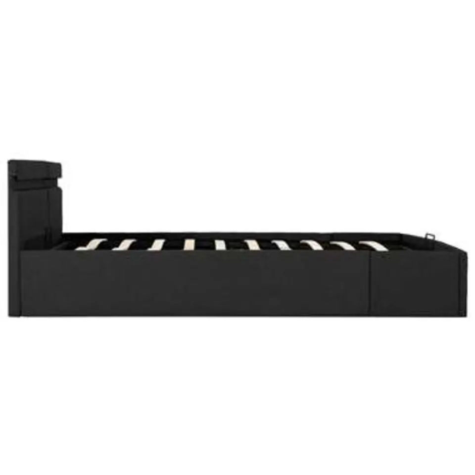 vidaXL - Bed met opbergruimte en LED - Donkergrijs - Stof - 160x200 cm