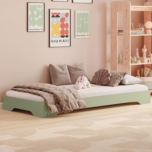 smartwood - TILA 7 - Kinderbed - Groen - 120x200 cm - FSC-gecertificeerd Dennenhout