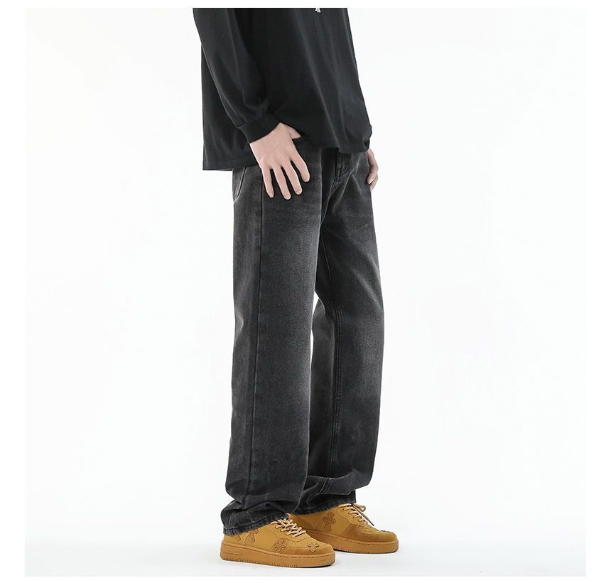 FOEV - Mid Rise Washed Loose Fit Jeans