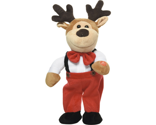 Kerstfiguur, dansend rendier, H 32 x 10 cm, rood
