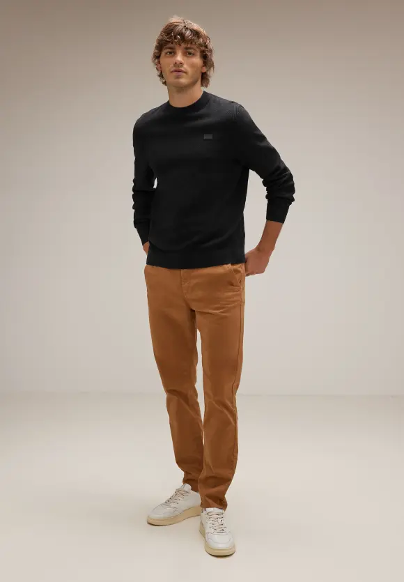 Feiner Strukturpullover - Black