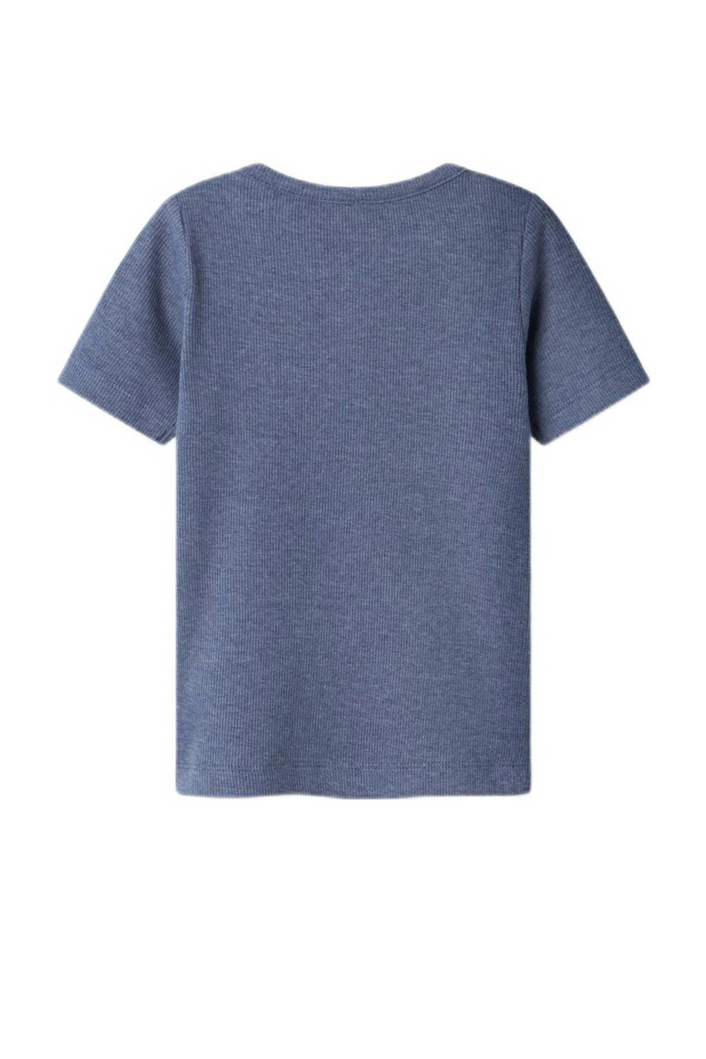 ribgebreid T-shirt NMMKAB grijsblauw