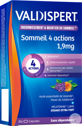 Valdispert Mélatonine Extra Forte 1,9mg 4 Actions Complément Alimentaire 30 Capsules