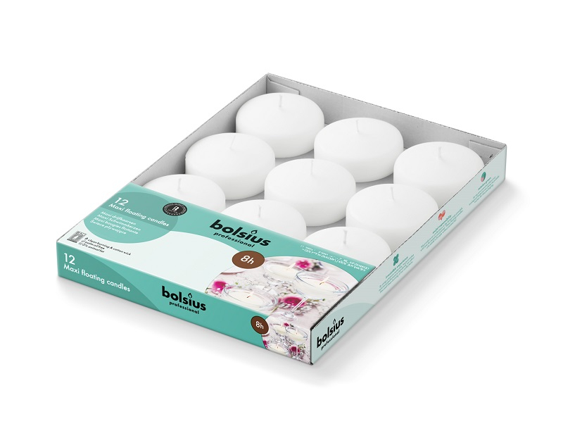 Bolsius Horeca Maxi Drijfkaarsen 12 Wit (12 stuks)