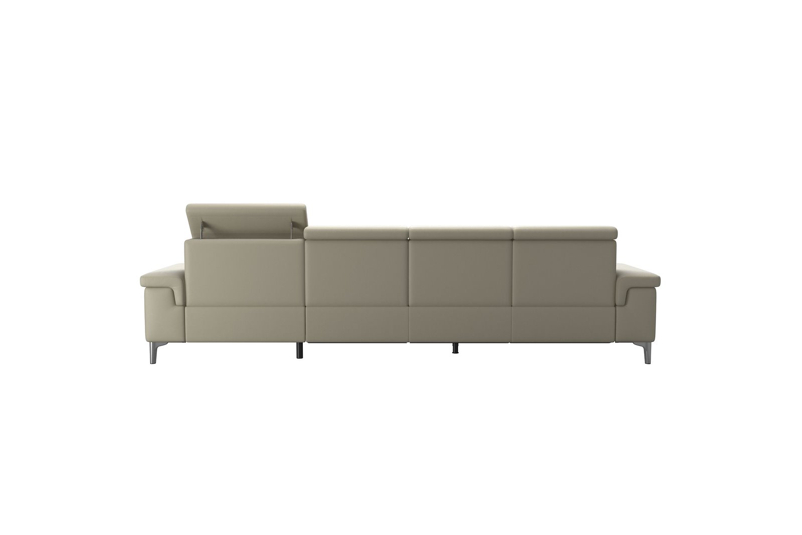 Anna 3-seter (PMM) med LS (M) Hud Paloma Light Grey med A2 arm og polerte organiske alu ben, 14 cm. (Power-Manual-Manual)