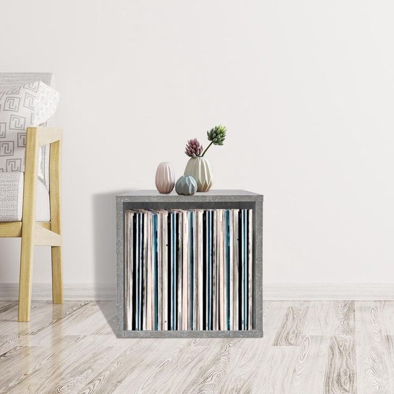 LP Vinyl Opbergkast - Platenkast - Grijs Beton Look - Multifunctioneel Opbergsysteem