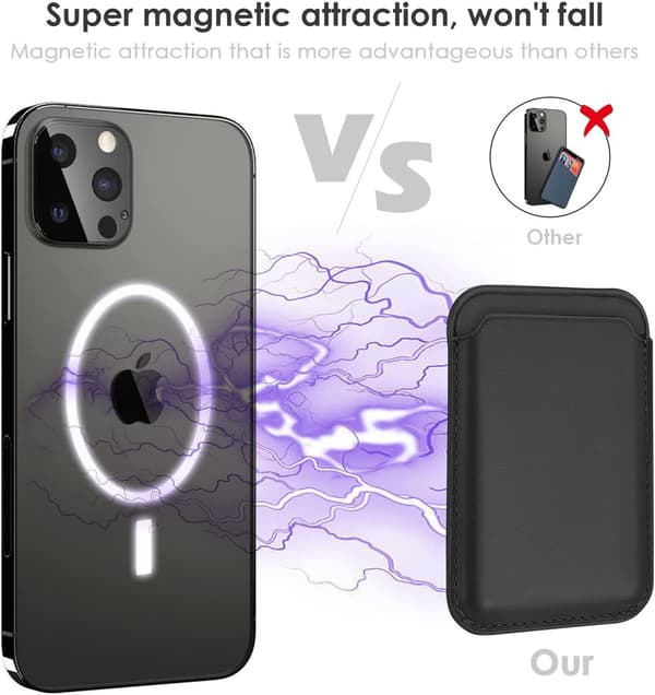 INF Magnetisk kortholder til iPhone 12/13-serie, sort kunstskinn