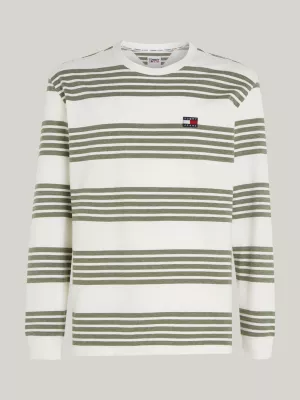 Camiseta de manga comprida com estampa de listras texturizadas