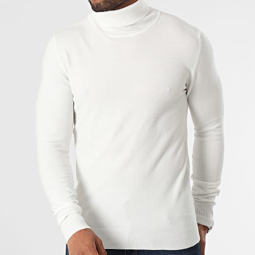 Pull Col Roulé Blanc