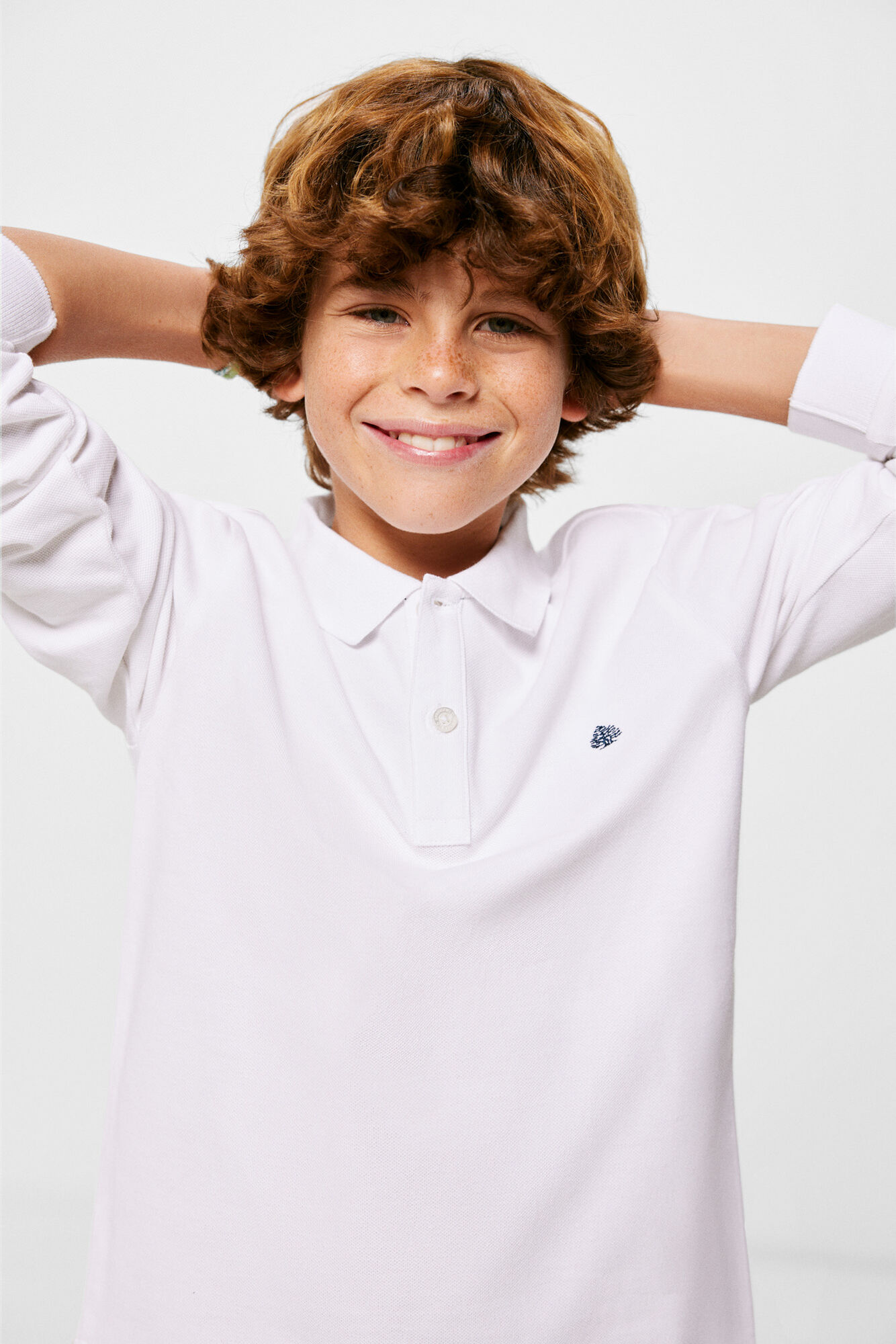 Camisa polo básica de manga comprida para meninos