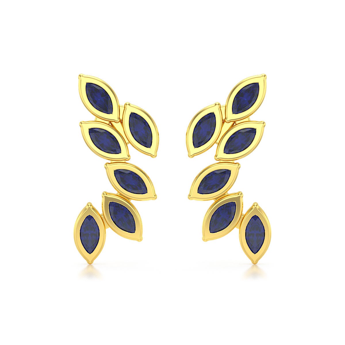 Boucles d'oreilles ADEN Or 585 Jaune et Saphir 1.71grs