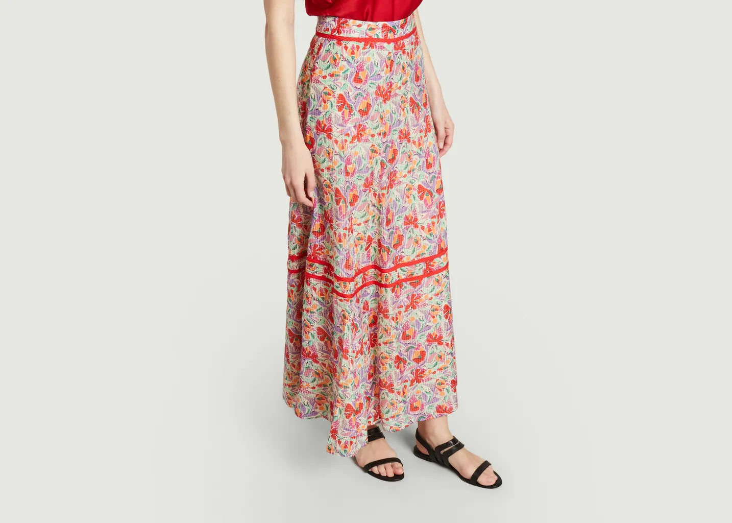 Jupe midi imprimé fleuri Aliya Ba&sh