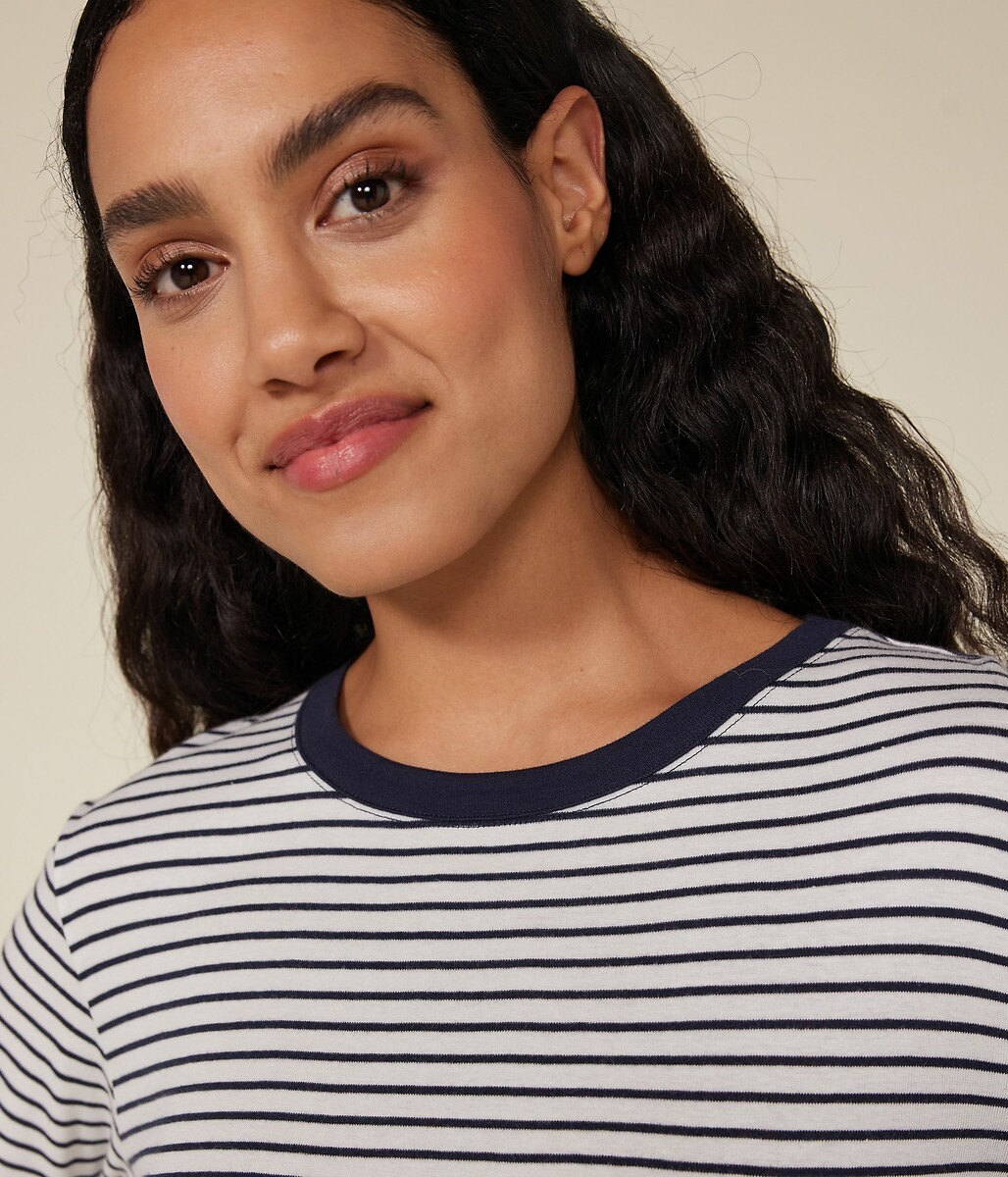 PETIT BATEAU<br>Camiseta icônica de manga comprida em malha canelada listrada