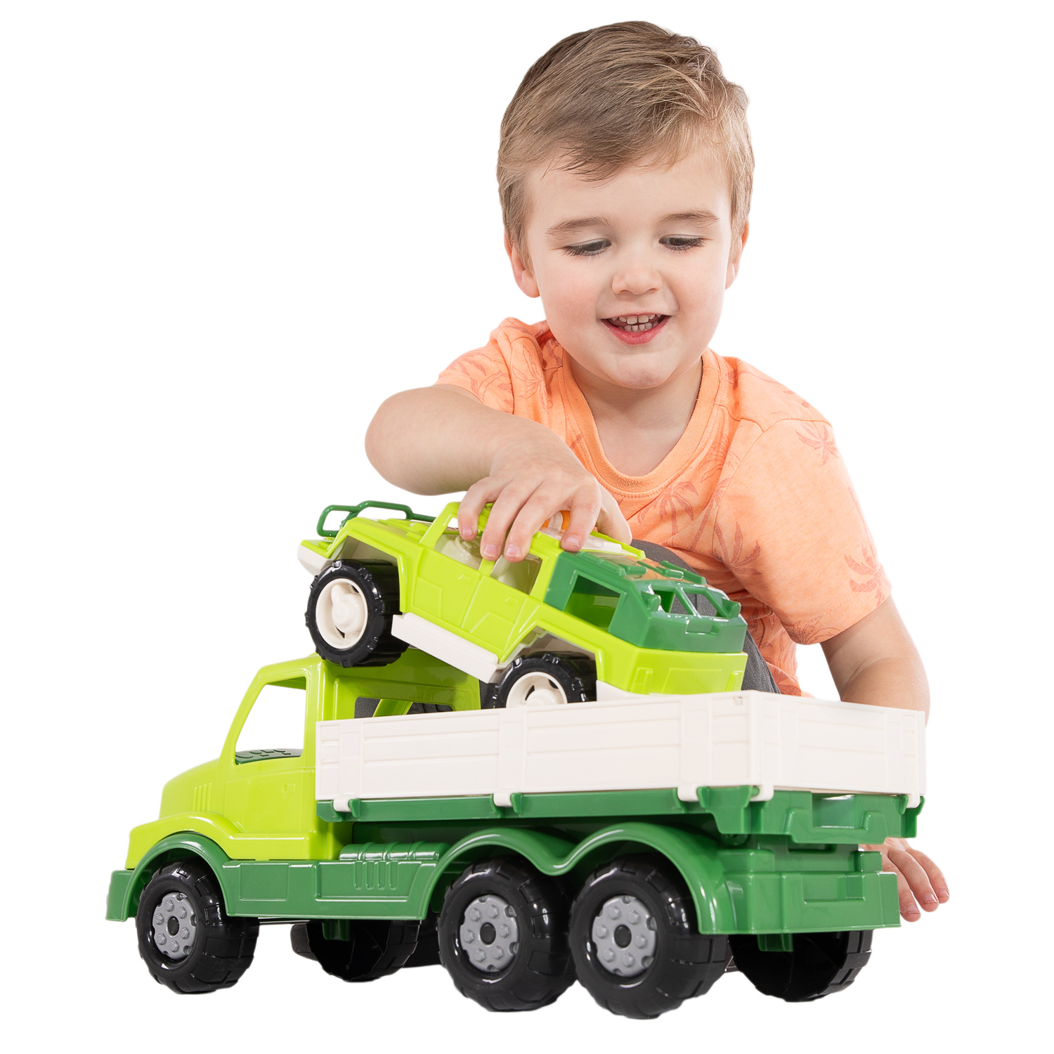 Cavallino XL Torpedo Vrachtwagen met Survival Jeep Groen, 44,5cm