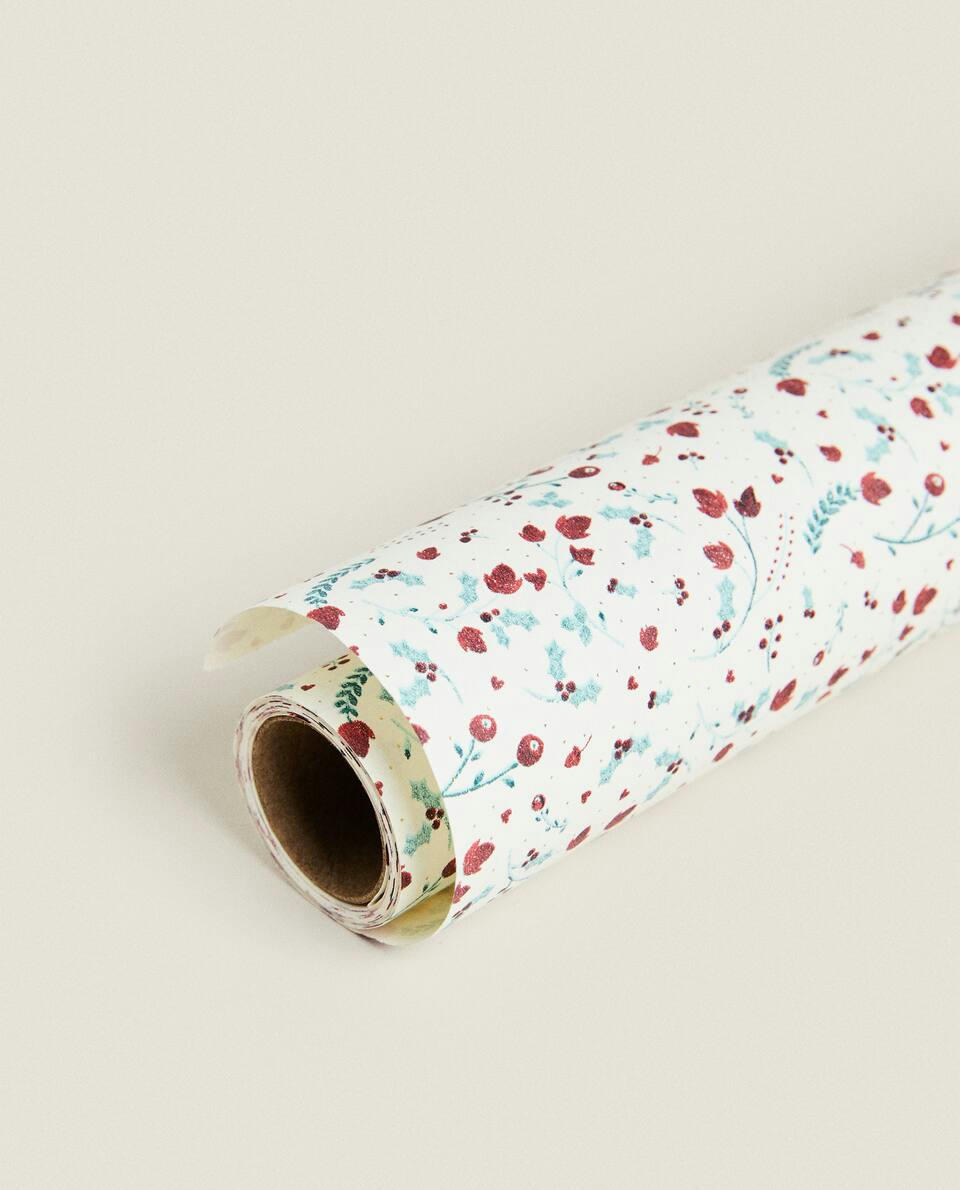 PAPEL DE EMBRULHO COM FLORES DE NATAL