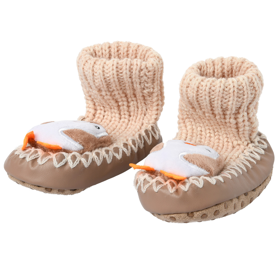 Topomini Baby Haussocken mit Pinguin-Applikation creme / beige