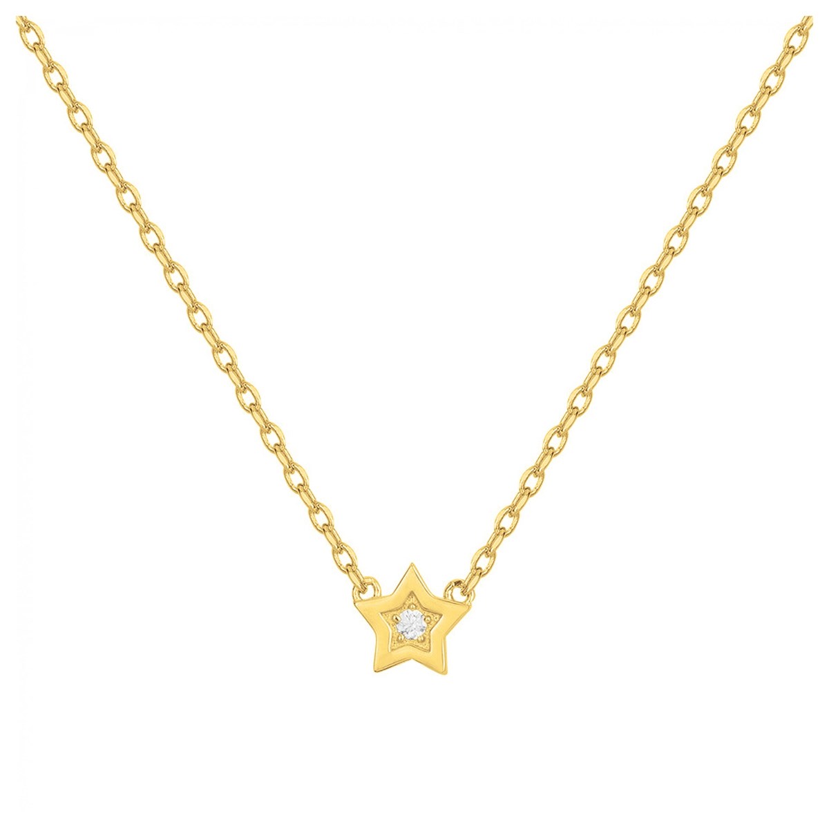 Collier mono-motif en Plaqué Or avec oxyde de zirconium blanc