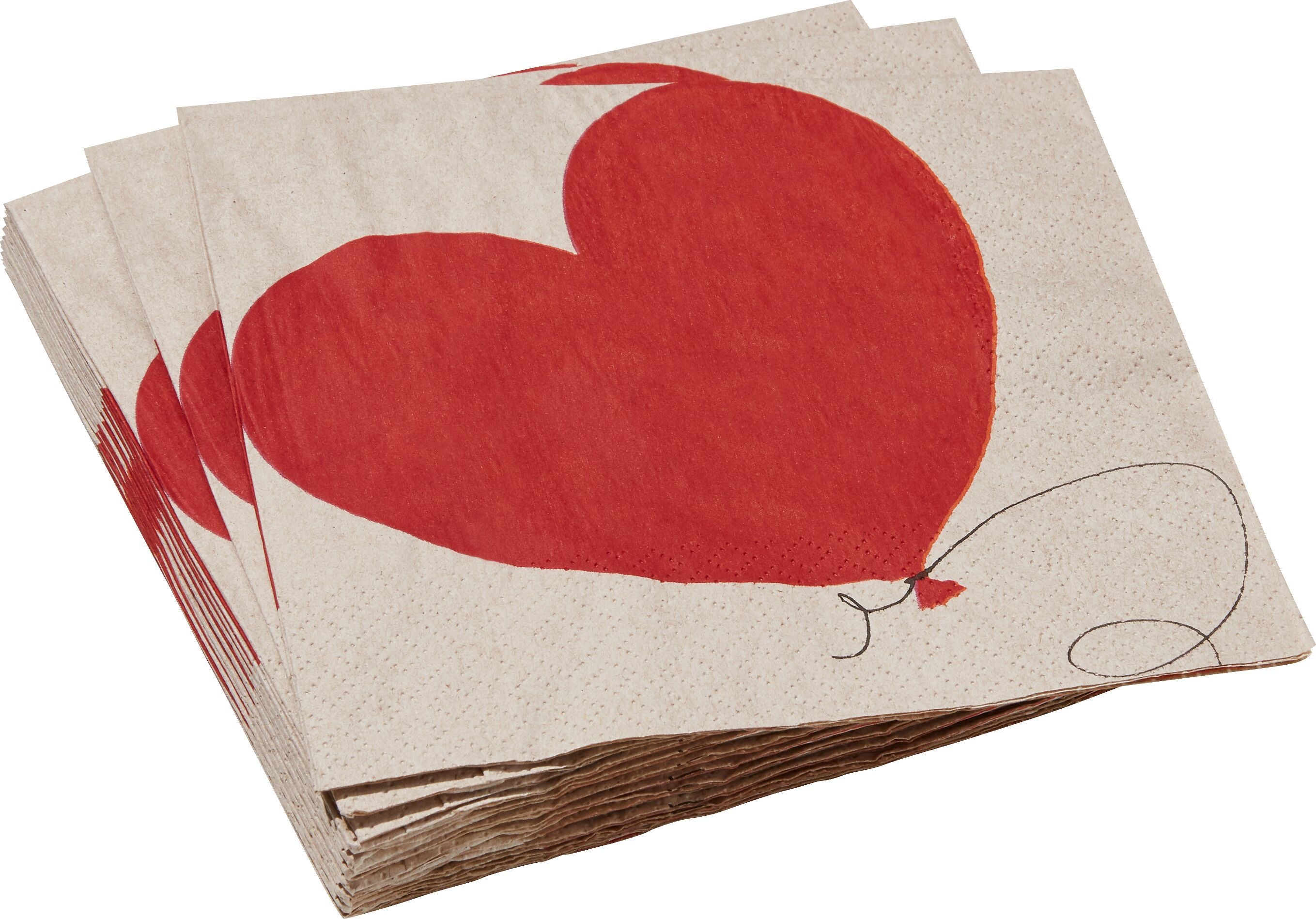 BALLON Papierservietten - Natur, Rot / B: 33.0 cm x T: 33.0 cm x H: 0.1 cm